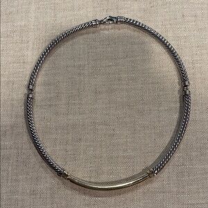 David Yurman classic cable sterling silver & 14k bar choker necklace